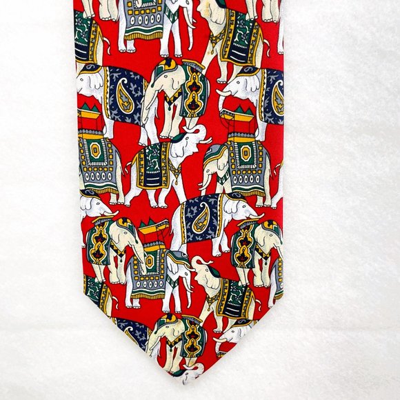 Rene Chagal Handmade Necktie Silk Circus Elephants Design L59" - Picture 3 of 14